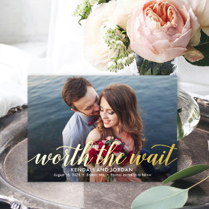 Worth The Wait ECHTE FOLIE Save The Date Karte