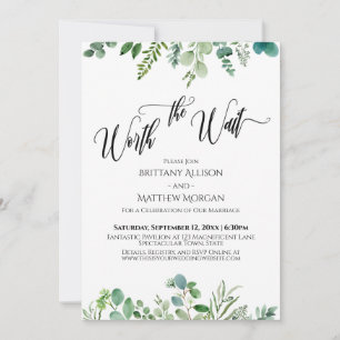 Worth the Wait Eukalyptus Greenery Empfang Einladung