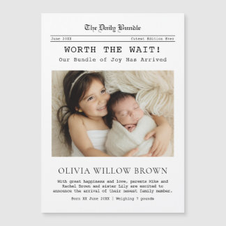 Worth the Wait, Newspaper Newborn Magnetic Card Magnetkarte