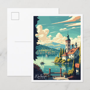 Wörthersee Österreich Vintage-Reiseillustration Postkarte