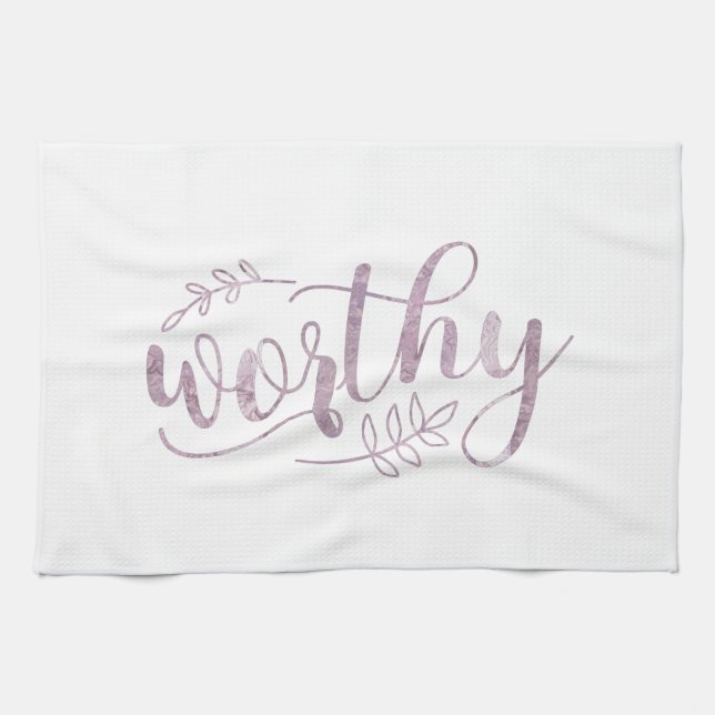 Worthy Boho Calligraphy Geschirrtuch (Horizontal)