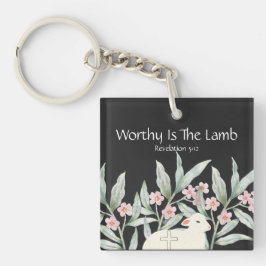 Worthy Is The Lamb Double-Sided Square Keychain Schlüsselanhänger