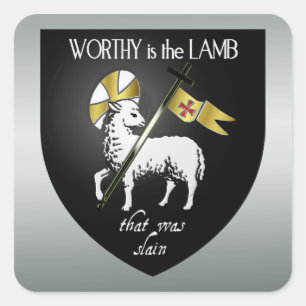 Worthy ist das Lamm, das Sklain Christlich war Quadratischer Aufkleber