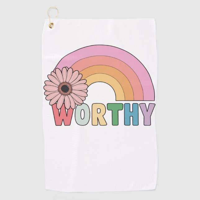 Worthy Rainbow Bloom Golfhandtuch (Vorderseite)