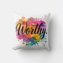 Worthy Rainbow Watercolor 16" Throw Kissen