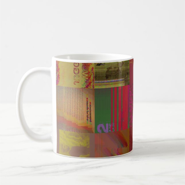 Wortjongleur-Glitch-Art-Datenkorruption-Abstrakt Kaffeetasse (Links)