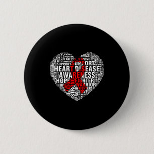 Wortkunst Herz Rotes Band Herzkrankheit Bewusstsei Button
