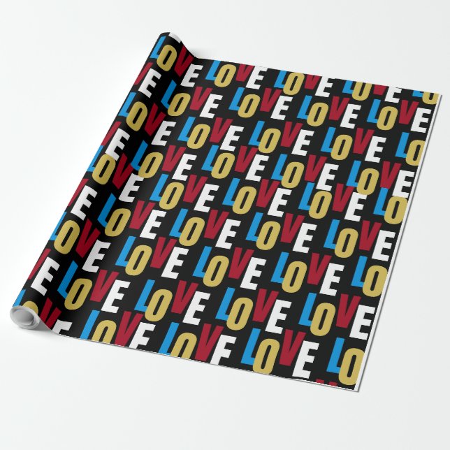 Wortmuster der Liebe Geschenkpapier (Ungerollt)
