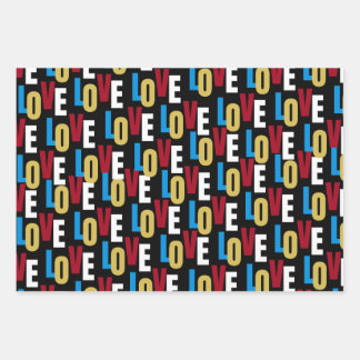 Wortmuster der Liebe Geschenkpapier Set