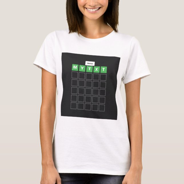 Wortpuzzspiel mit benutzerdefiniertem Text T-Shirt (Vorderseite)