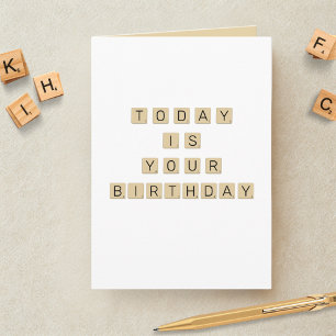 Wortspiel Buchstaben-Kachel Geburtstag Karte
