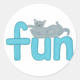 Wortunterhaltung in Aqua mit spielerischer grauer  Runder Aufkleber