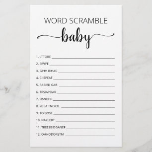 Wortverdrehspiel Baby-Spiel Baby Shower Party-Spie