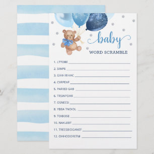 Wortverdrehspiel für den Teddybär zur Babyparty