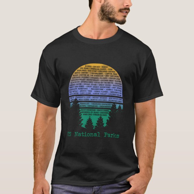 Wortwolke Liste der Nationalparks Bäume T-Shirt (Vorderseite)