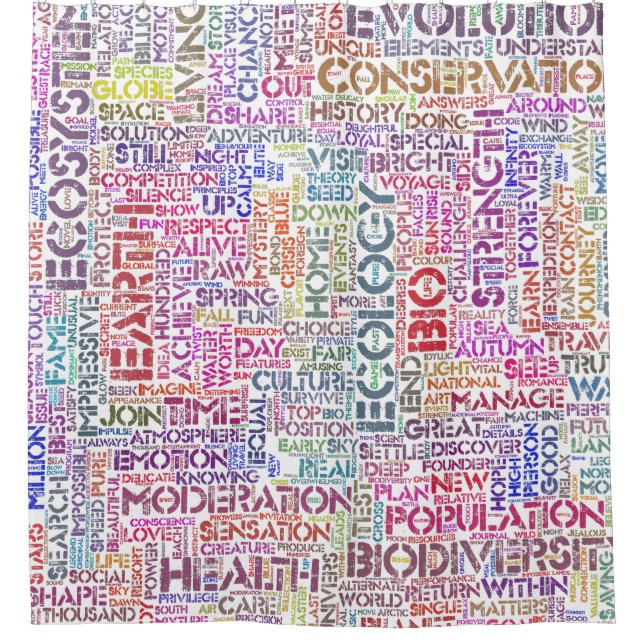 Wortwolke Text Motiv Biodiversität Duschvorhang (Vorderseite)