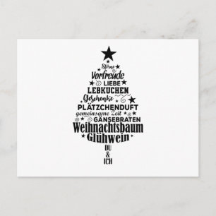 Wortwolke Weihnachtsbegriffe Tannenbaum Form Postkarte