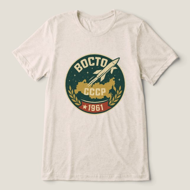 Wostok-Raumschiff 1961 Tri-Blend Shirt (Design Vorderseite)