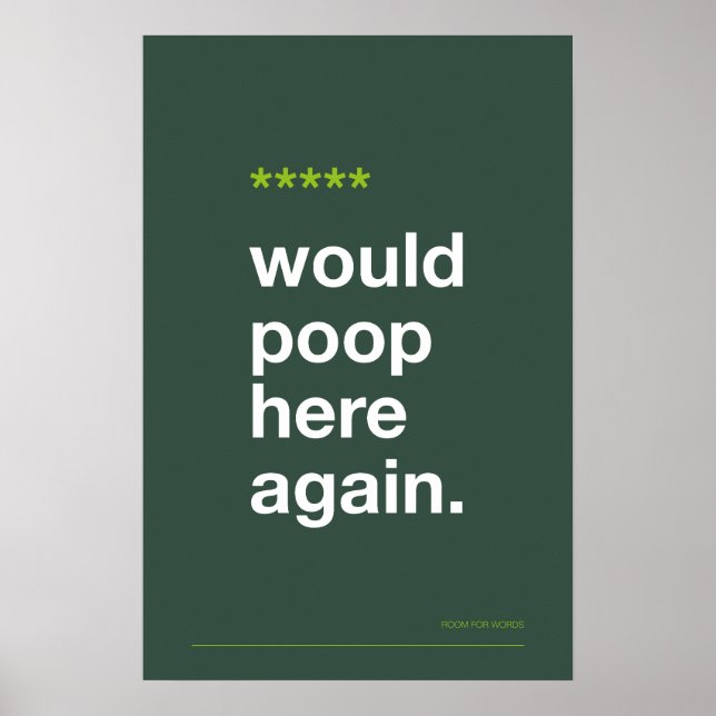 WOULD POOP HERE AGAIN – Funny Bathroom Poster (Vorne)