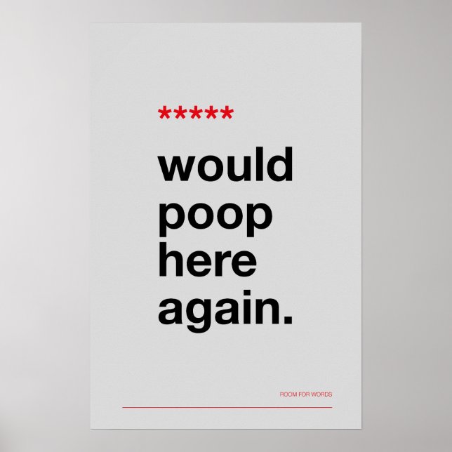 WOULD POOP HERE AGAIN – Funny Bathroom Poster (Vorne)