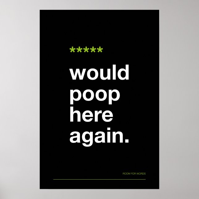 WOULD POOP HERE AGAIN – Funny Bathroom Poster (Vorne)