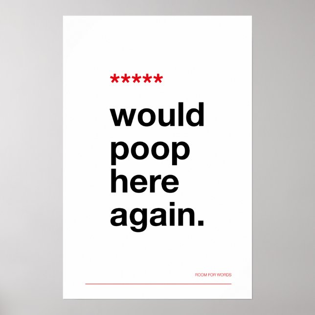 WOULD POOP HERE AGAIN – Funny Bathroom Poster (Vorne)