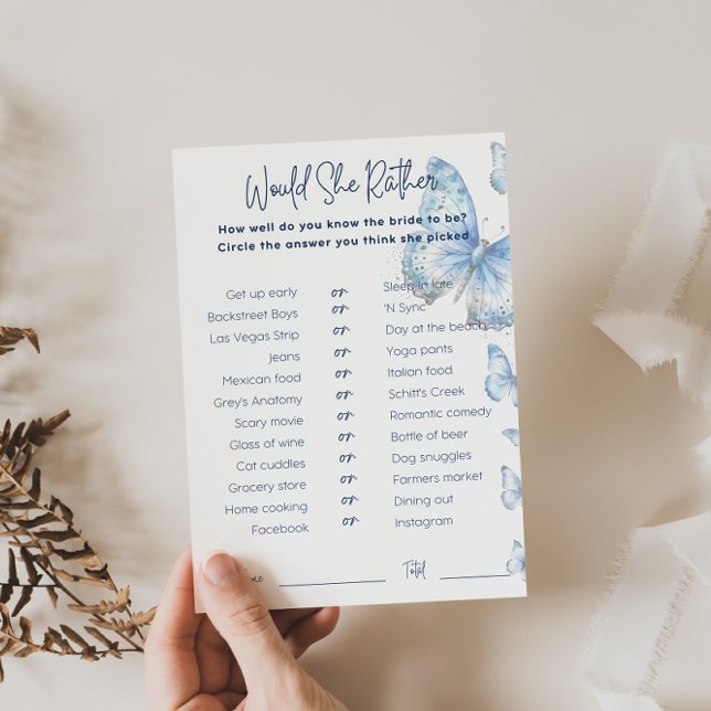 Would She Rather Bridal Shower Game Blue Butterfly (Von Creator hochgeladen)