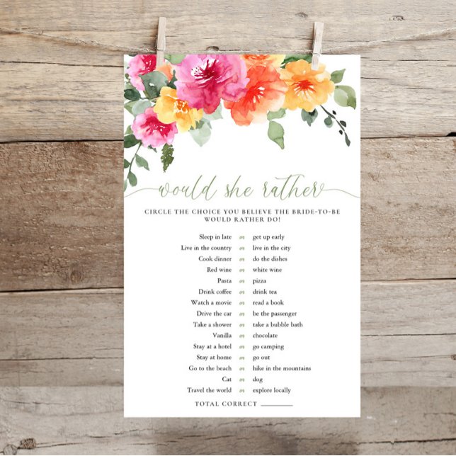 Would she rather bridal shower game colorful (Von Creator hochgeladen)