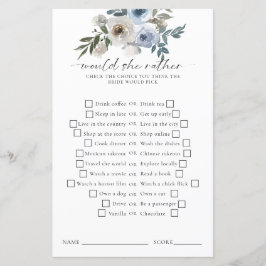 Would She Rather Bridal Shower Game Dusty Blue