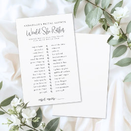 Would She Rather Bride Bridal Shower Game