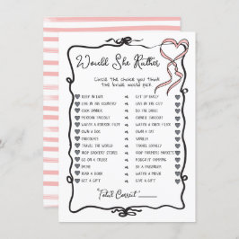 Would She Rather Hand Drawn Bow Bridal Shower game Einladung