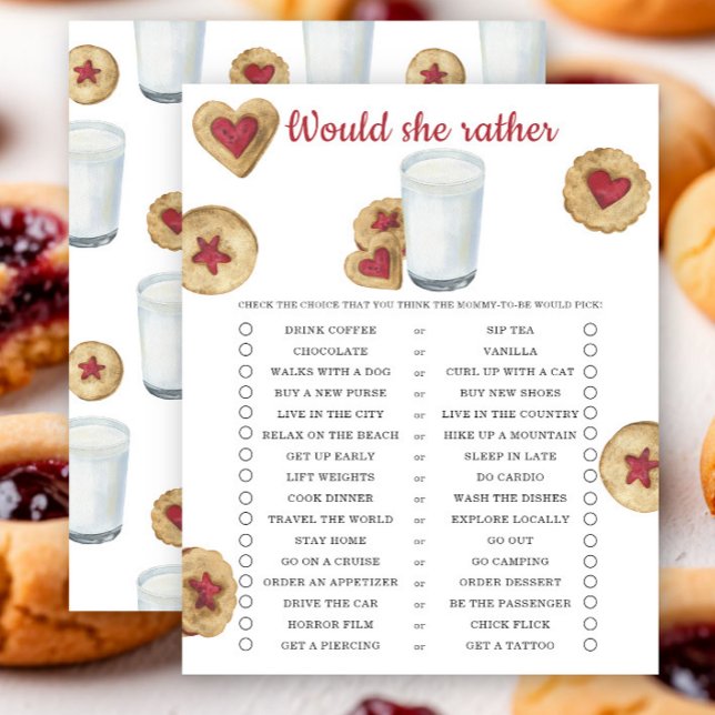 Would she rather Milk Cookies baby shower game (Von Creator hochgeladen)