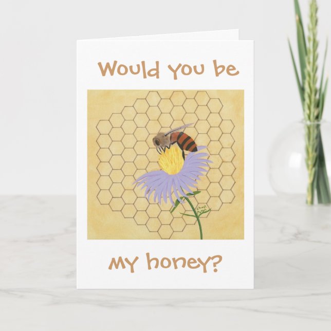 Would you be my honey, Bee Valentine cards Karte (Vorderseite)