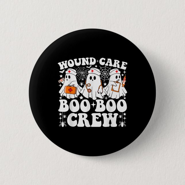 Wound Care Boo Boo Crew Nurse Funny Ghost Hallowee Button (Vorderseite)