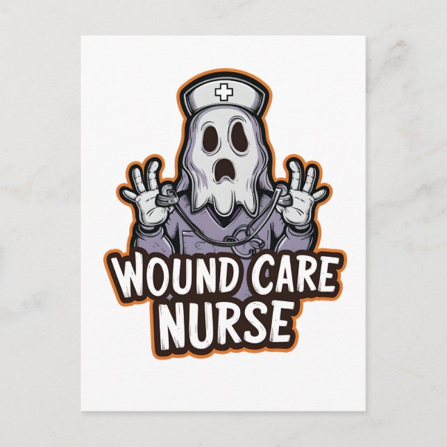 Wound Care Nurse Ghoul Ghost Nurse Halloween-Gesch Ankündigungspostkarte (Vorderseite)