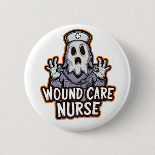 Wound Care Nurse Ghoul Ghost Nurse Halloween-Gesch Button