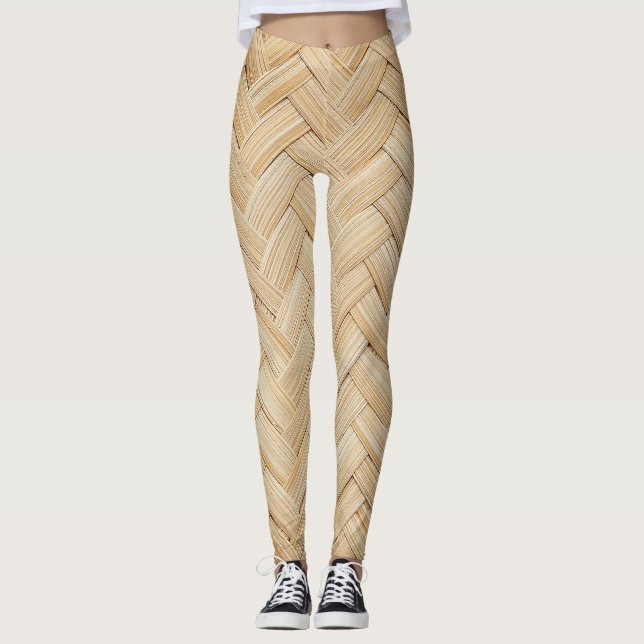 Woven Bamboo Abstrakte Textur Hintergrund. Leggings (Vorderseite)