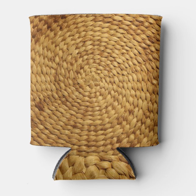 Woven Bast: Texturbraune Authentizität Dosenkühler (Vorderseite)