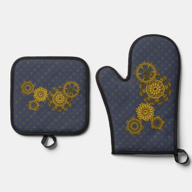 Woven Clockwork Ofenhandschuh & Topflappen-Set (Vorderseite)