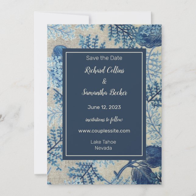 Woven Floral Wedding rettet das Datum Save The Date (Vorderseite)