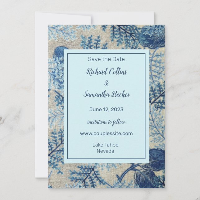 Woven Floral Wedding rettet das Datum Save The Date (Vorderseite)