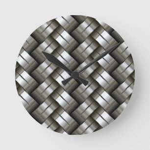 Woven metal pattern runde wanduhr