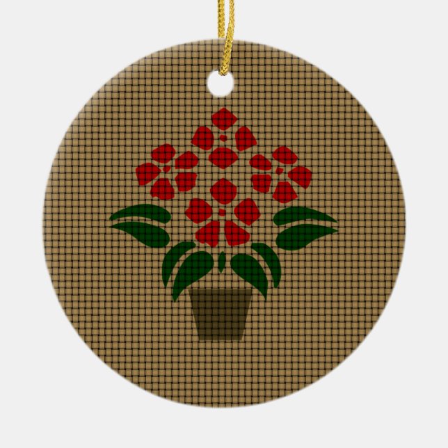 Woven Poinsetta Keramikornament (Vorne)