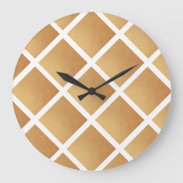 Woven Shades of Brown Große Wanduhr