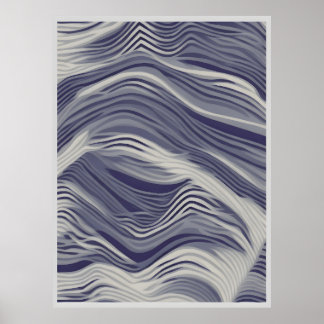 Woven Texture: Eine Abstrakte Landschaft in Blau Poster