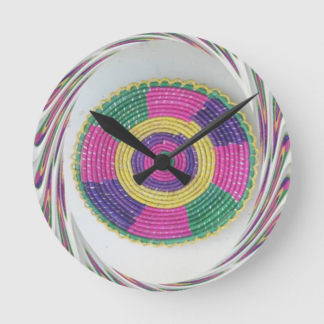 Woven Whirl Art Print Runde Wanduhr (Vorderseite)