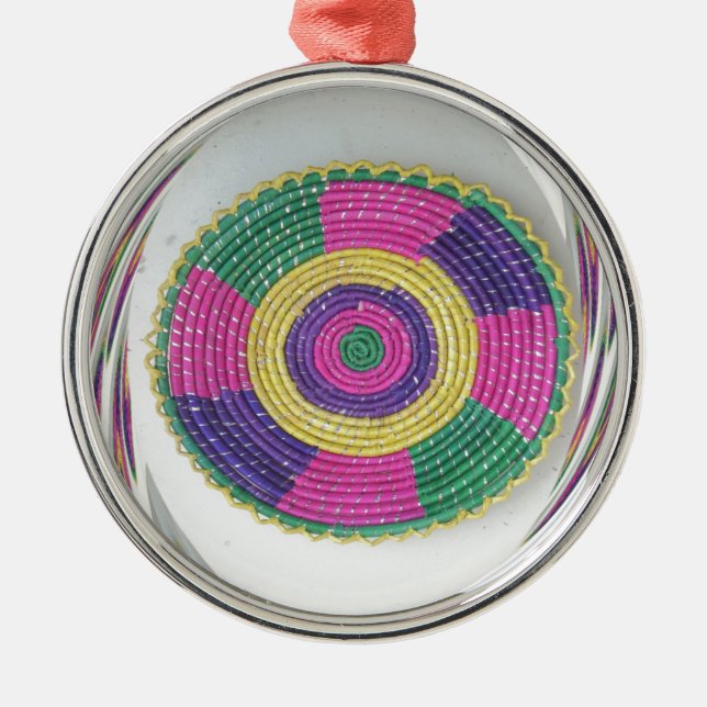 Woven Whirl Art Print Silbernes Ornament (Vorne)
