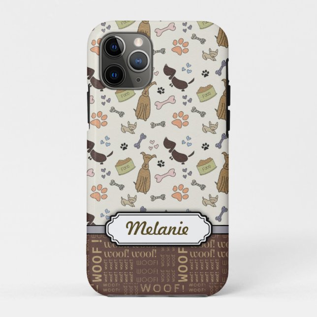 WOVON! Hund Lover - Welpen Muster personalisierbar Case-Mate iPhone Hülle (Rückseite)