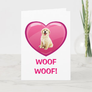 WOVON! WOVON! Golden Retriever Welpe Valentinstag Karte