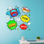 Wow Bang Pow, Red Blue Green Yellow, Pop Art 36" Wandaufkleber<br><div class="desc">5 Great Pop Art Wall Decals - - Ändern Sie die Größe dieser Aufkleber durch Ändern der Decal Sheet - 4 Größen - von 12" x 12" auf 36" x 36" - Diese sind auf transparentem Hintergrund gedruckt, aber Sie können auf halbedecktem oder weißem Hintergrund wechseln - Wählen Sie im...</div>